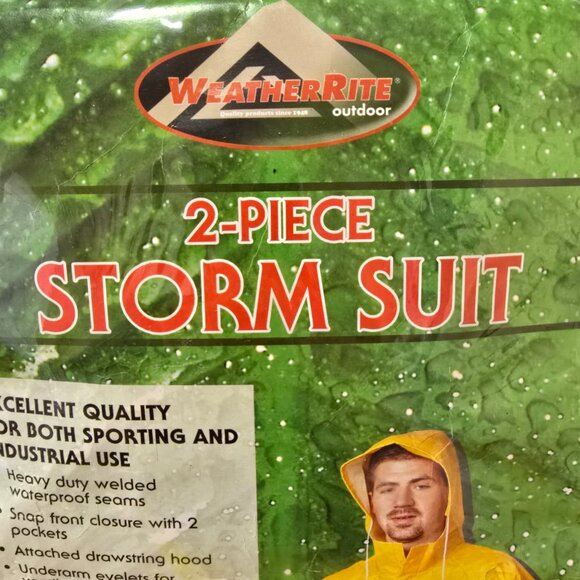 WeatherRite Men's Storm Rain Suit Heavy Duty Fabric Backed PVC Yellow Size S NWT - Picture 3 of 6